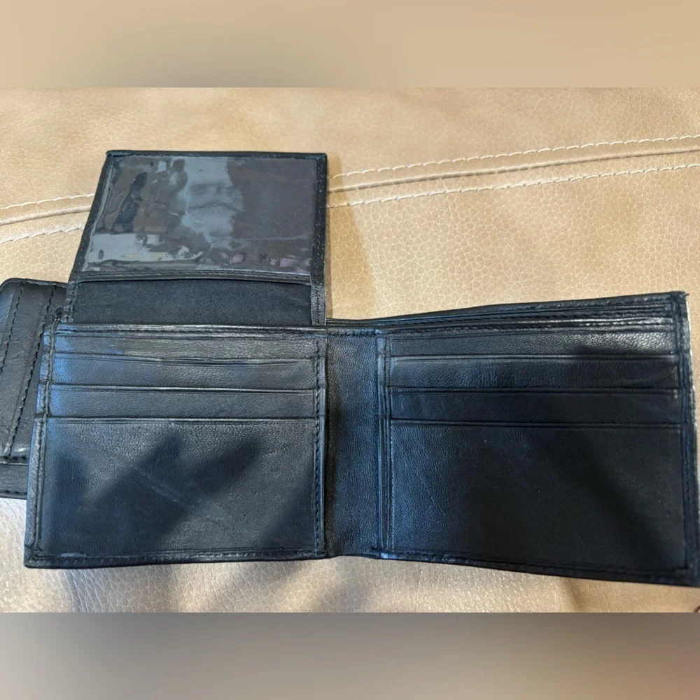 Genuine leather Black Wallet Set